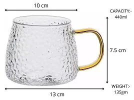 MUAC 440 ml Tea Cup for Drinking Lemon Tea, Green Tea, Coffee, Milk (Color:- Transparent) (2cup)-thumb4