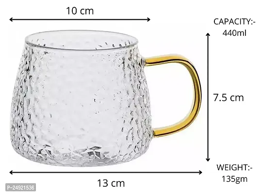 MUAC 440 ml Tea Cup for Drinking Lemon Tea, Green Tea, Coffee, Milk (Color:- Transparent) (2cup)-thumb5