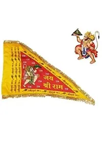 Jai Shree Ram Flag  Printed Hanuman ji dwaj Jhanda Triangle for Home Temple Outdoor with shri ram ji Patka-thumb1