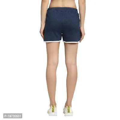 Rute Women Denim Blue Slim Fit Solid Smart Shorts-thumb5