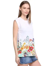 RUTE Cotton Jersey Half Sleeves Floral T-Shirts for Women White-thumb1