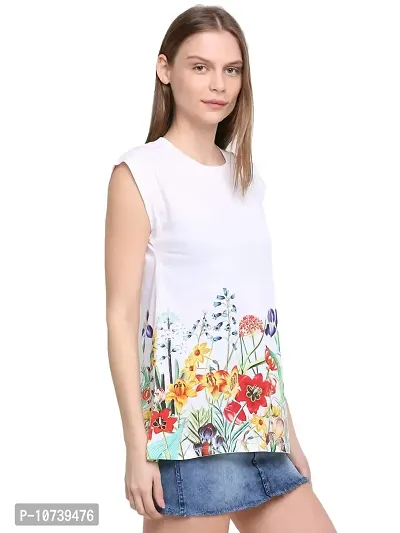RUTE Cotton Jersey Half Sleeves Floral T-Shirts for Women White-thumb2