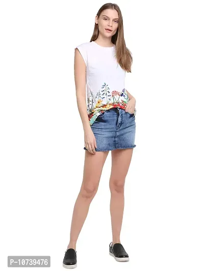 RUTE Cotton Jersey Half Sleeves Floral T-Shirts for Women White-thumb5