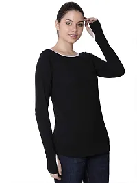 RUTE Women's Cotton Black Long Sleeves T-Shirt w/Plus Size-thumb2