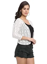 Rute Cotton White Shrug Short Sleeves for Women-thumb1