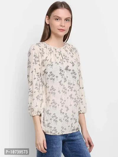 RUTE Women's Beige Viscose Raglan Floral Top with Plus Size (2XS to 10XL)-thumb2