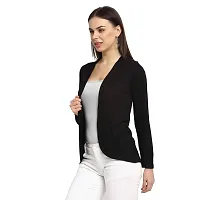 Rute Women Viscose Rayon Slim Fit Solid Open Front Shrug Black-thumb3