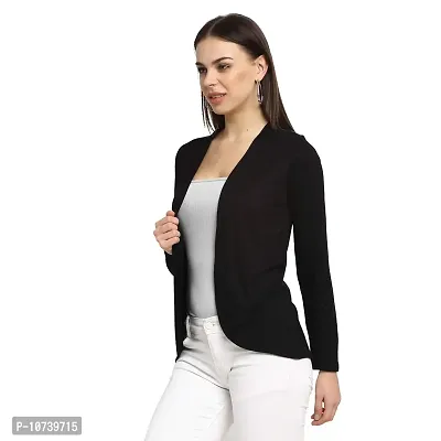 Rute Women Viscose Rayon Slim Fit Solid Open Front Shrug Black-thumb4