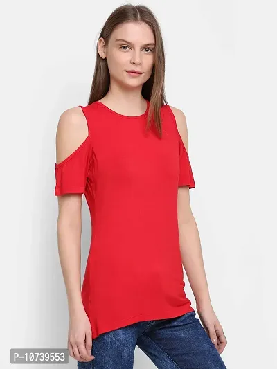 RUTE Women's Viscose Off Shoulder Solid Top with Plus Size (2XS to 10XL) Red-thumb3