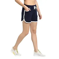 Rute Women Blue Cotton Slim Fit Smart Shorts-thumb1