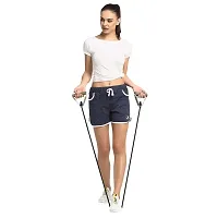 Rute Women Blue Cotton Slim Fit Solid Smart Shorts-thumb4