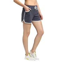 Rute Women Denim LBlue Slim Fit Solid Smart Shorts-thumb2