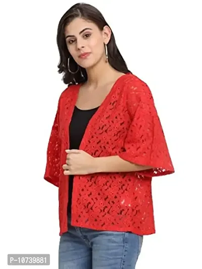 Rute Red Shrug Short Sleeves for Women-thumb2