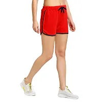 Rute Women Red Slim Fit Solid Smart Shorts-thumb2