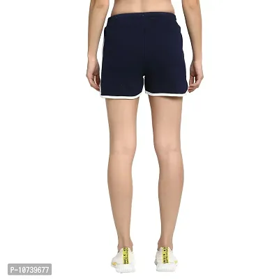 Rute Women Blue Slim Fit Solid Smart Shorts-thumb5