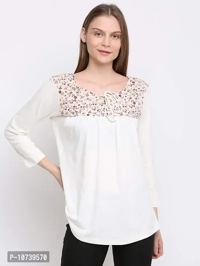 RUTE Women's Viscose 3/4Th Sleeve Printed Top with Plus Size (2XS to 10XL) Beige