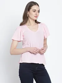 RUTE Women Beige Solid Cotton Top(Top-2359)-thumb5