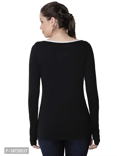 RUTE Women's Cotton Black Long Sleeves T-Shirt w/Plus Size-thumb4