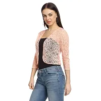 Rute Women Pink Cotton Slim Fit Open Front Shrug-thumb3