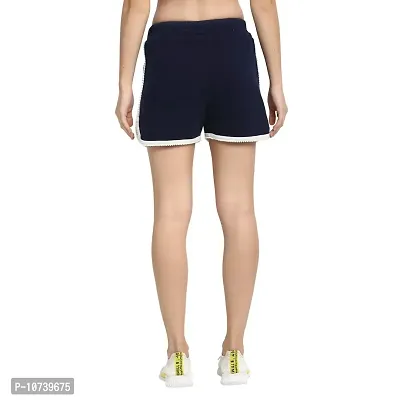 Rute Women Blue Cotton Slim Fit Smart Shorts-thumb4