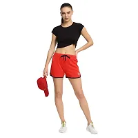 Rute Women Red Slim Fit Solid Smart Shorts-thumb1