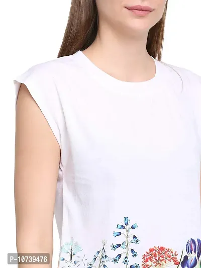 RUTE Cotton Jersey Half Sleeves Floral T-Shirts for Women White-thumb4