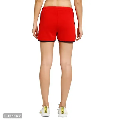 Rute Women Red Slim Fit Solid Smart Shorts-thumb5