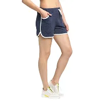 Rute Women Blue Cotton Slim Fit Solid Smart Shorts-thumb1