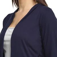 Rute Women Three Quarter Sleeves Viscose Solid Open Front Shrug Blue-thumb4