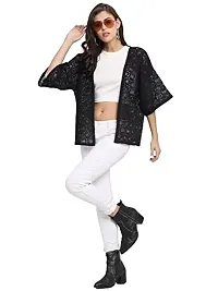 Rute Cotton Black Shrug Short Sleeves for Women-thumb4