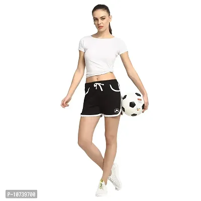 Rute Women Black Slim Fit Solid Smart Shorts-thumb5