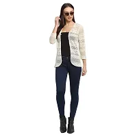 Rute Women Off White Self Design Cotton Slim Fit Lace Shrug-thumb2