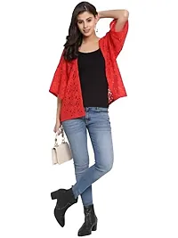 Rute Red Shrug Short Sleeves for Women-thumb4