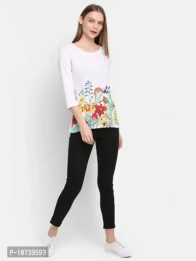 RUTE Cotton Jersey Full Sleeves Floral T-Shirts for Women White-thumb5