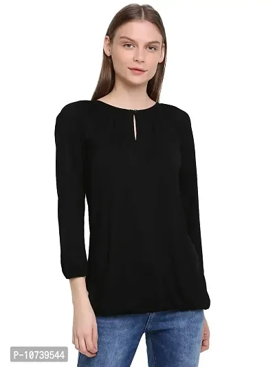RUTE Women's Black Viscose Raglan Solid Top with Plus Size (2XS to 10XL)