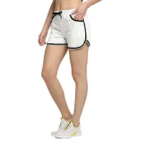Rute Women White Slim Fit Cotton Solid Smart Shorts-thumb2