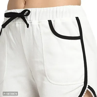 Rute Women White Slim Fit Cotton Solid Smart Shorts-thumb4