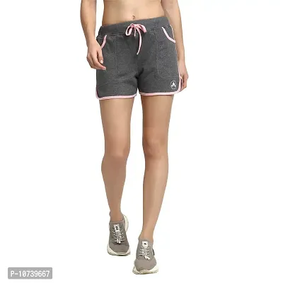 Rute Women Dark Grey Slim Fit Solid Smart Shorts
