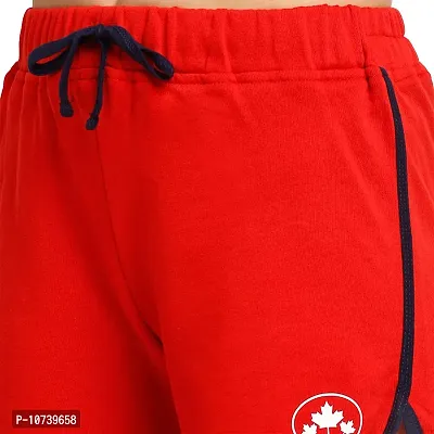 Rute Women Red Slim Fit Solid Smart Shorts-thumb4