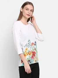 RUTE Cotton Jersey Full Sleeves Floral T-Shirts for Women White-thumb1
