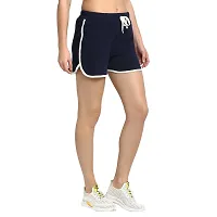 Rute Women Blue Slim Fit Solid Smart Shorts-thumb2