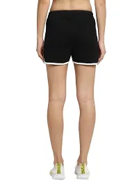Rute Women Black Slim Fit Solid Cotton Smart Shorts-thumb3