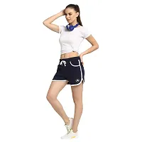 Rute Women Blue Cotton Slim Fit Smart Shorts-thumb4