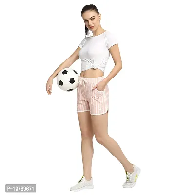 Rute Women Pink Slim Fit Self Design Smart Shorts-thumb2