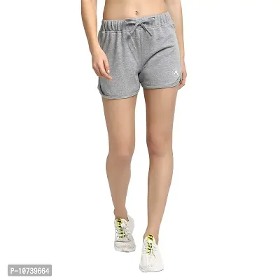 Rute Women Grey Slim Fit Solid Smart Shorts