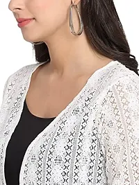 Rute Cotton White Shrug Short Sleeves for Women-thumb3