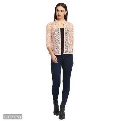 Rute Women Pink Cotton Open Front Shrug-thumb2