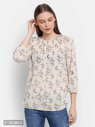 RUTE Women's Beige Viscose Raglan Floral Top with Plus Size (2XS to 10XL)