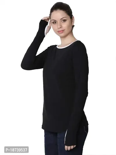 RUTE Women's Cotton Black Long Sleeves T-Shirt w/Plus Size-thumb2