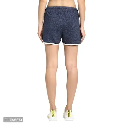 Rute Women Blue Cotton Slim Fit Solid Smart Shorts-thumb4